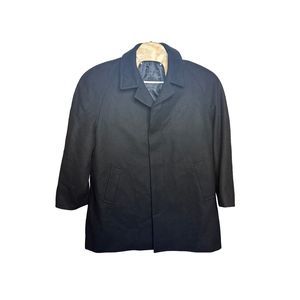 Cianni Cellini Harvard Black Wool‎ Blend Concealed Button Peacoat Size 48R Men's